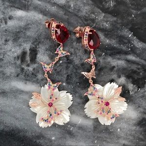 925 Sterling Silver Mother of Pearl Drop-Earrings